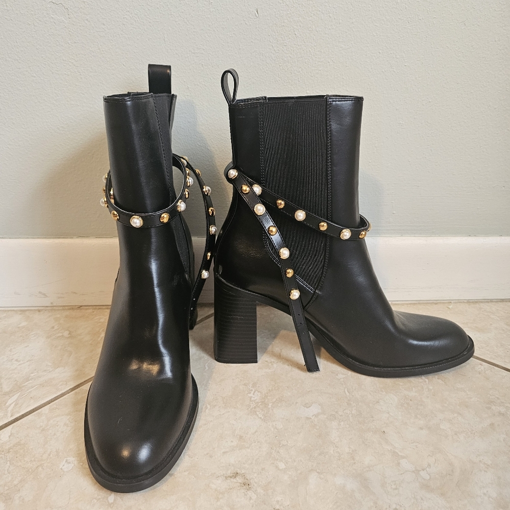 Zara Studded Strap Heeled Boot